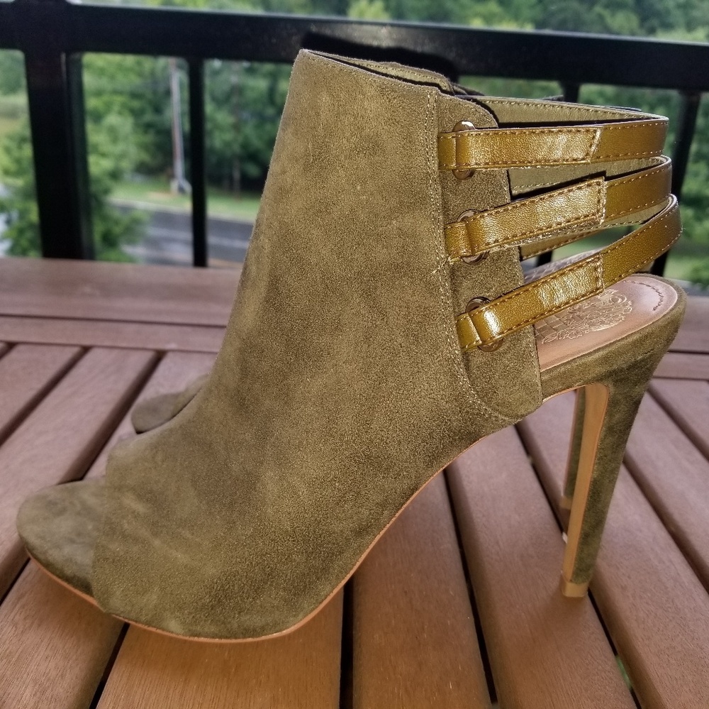 Olive green open toe slingback